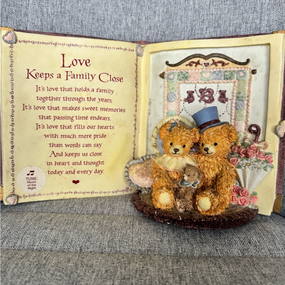 Heartwarming Bear Couple Figurine with Book - Brown and Blue